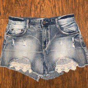 Light wash denim shorts